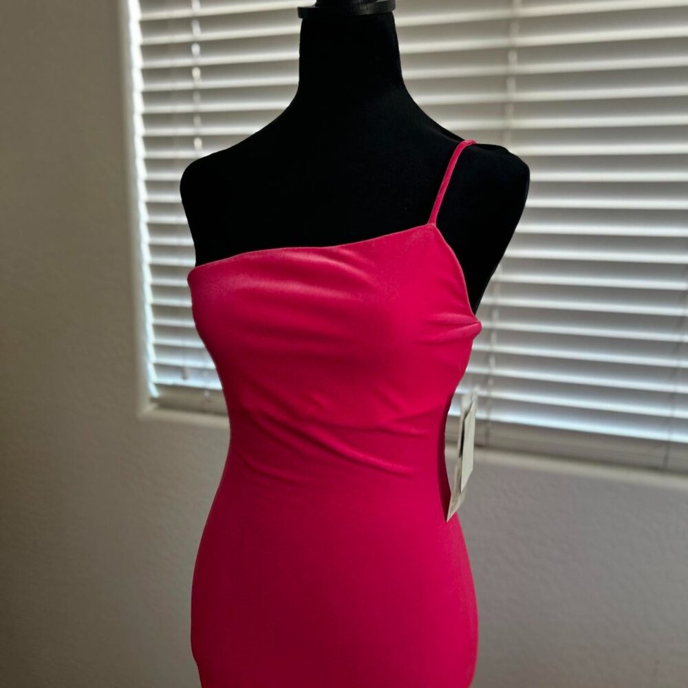 Brand New Hot Pink Cocktail Velvet Dress